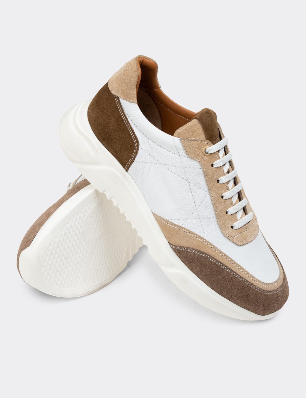Sandstone Suede Leather Sneakers - 01962MVZNP01