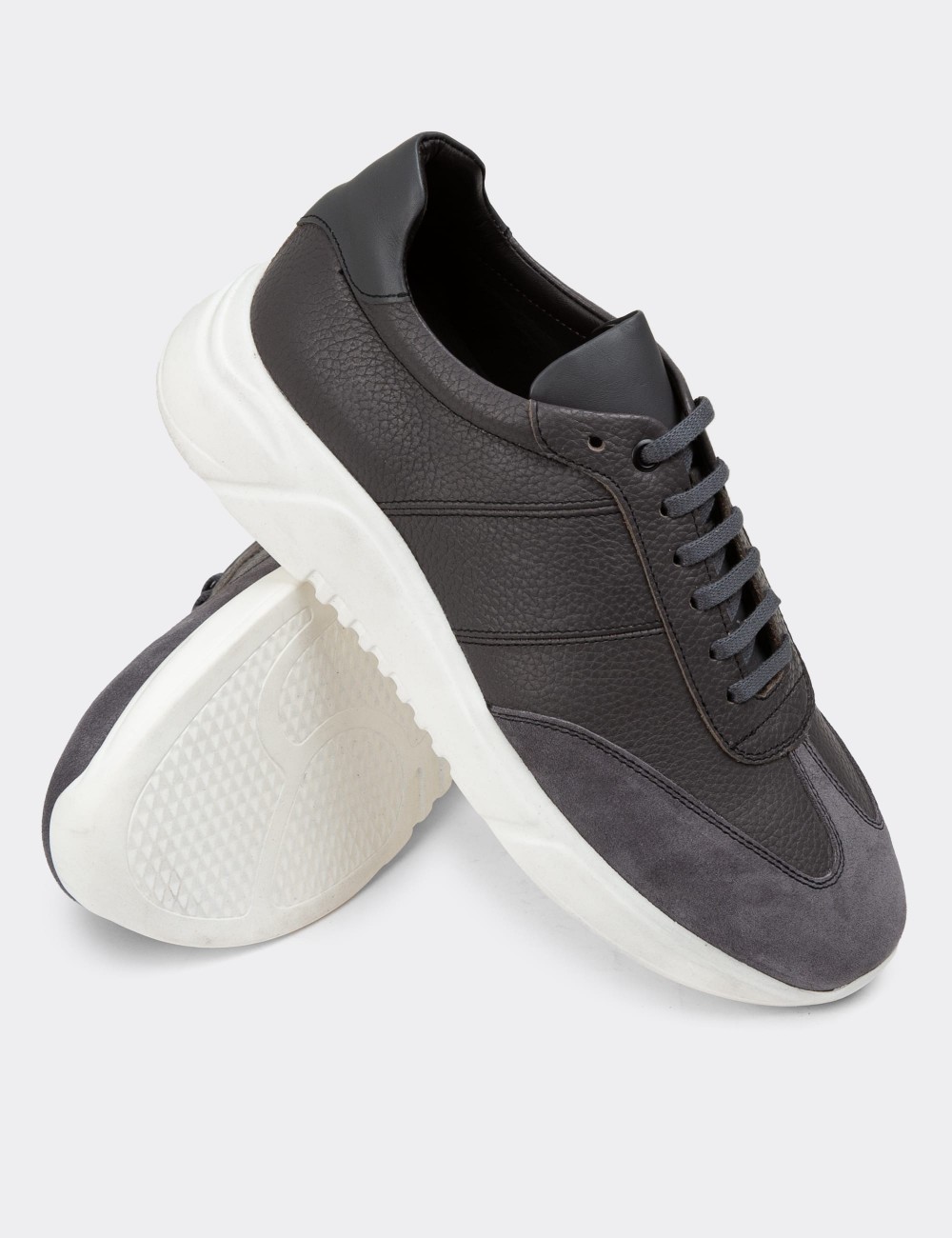 Gray Leather Sneakers - 01961MGRIP01