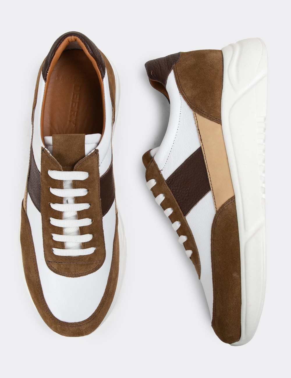 Tan Suede Leather Sneakers - 01963MTBAE01