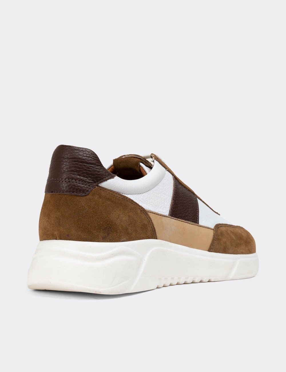 Tan Suede Leather Sneakers - 01963MTBAE01