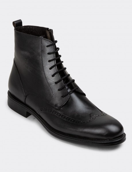 Anthracite Leather Boots
