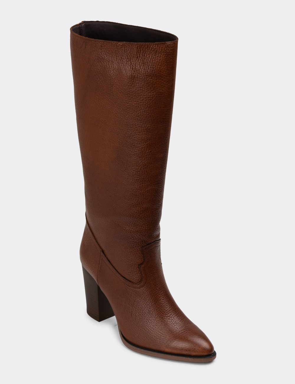 Tan Leather Boots - 01976ZTBAC01