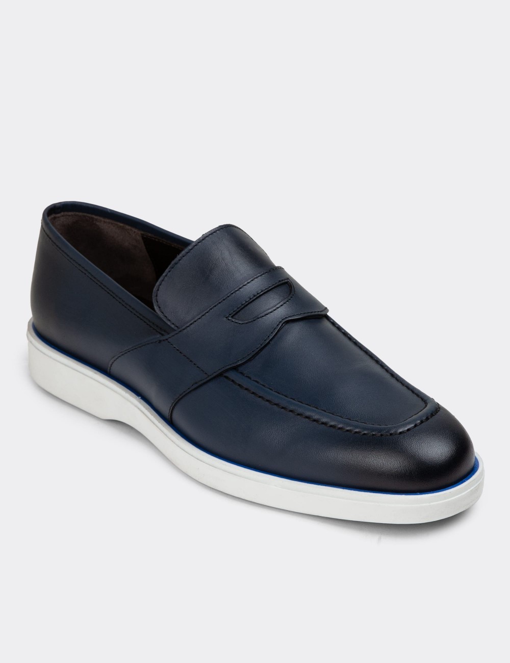 Blue Leather Loafers - 01960MMVIC01