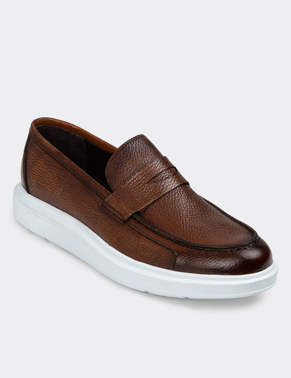 Copper Leather Comfort Loafers - 01564MBKRP01