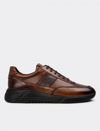 Brown Leather Sneakers - 01963MKHVE01
