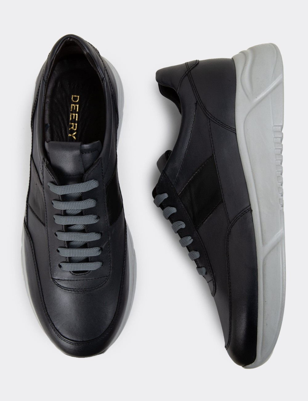 Gray Leather Sneakers - 01963MGRIE02