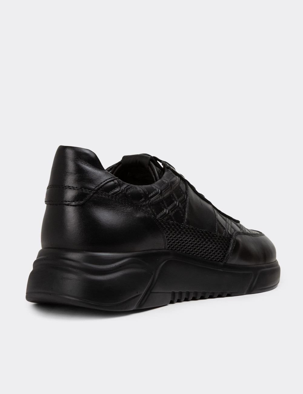 Black Leather Sneakers - 01963MSYHE03