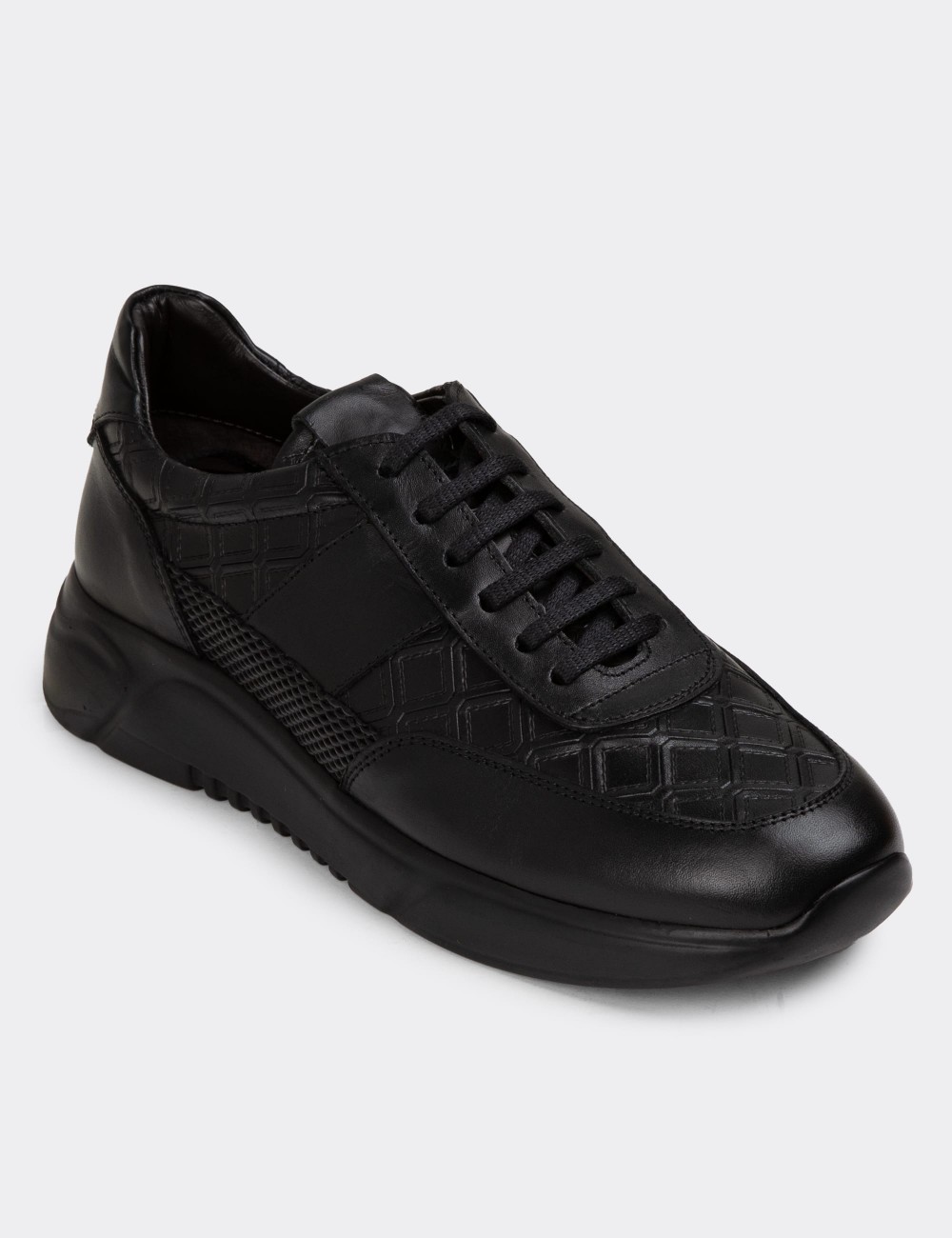 Black Leather Sneakers - 01963MSYHE03