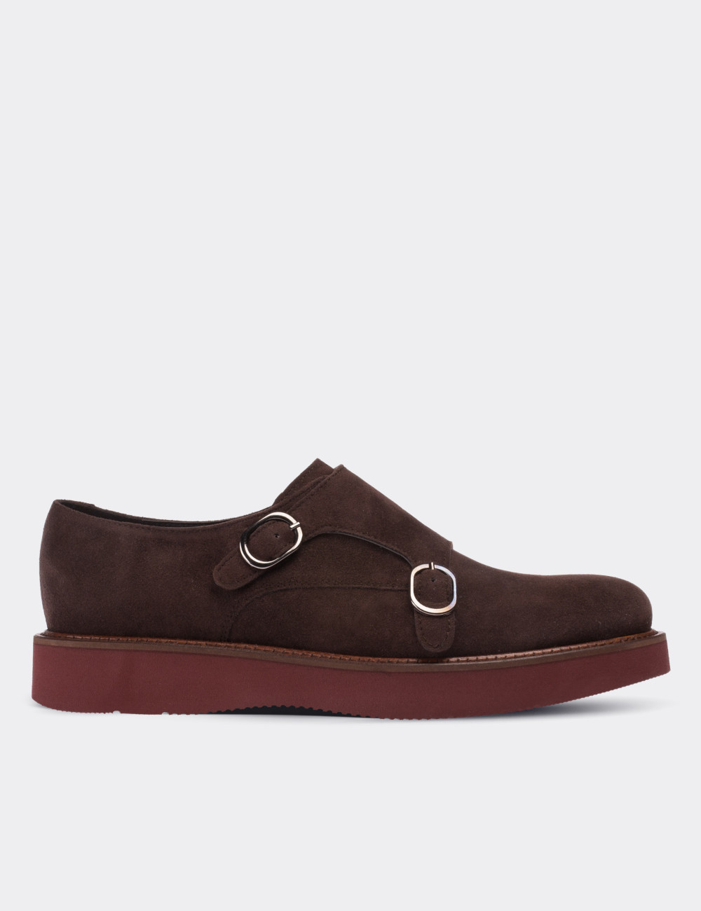 Brown Suede Leather Lace-up Shoes - 01614ZKHVE05