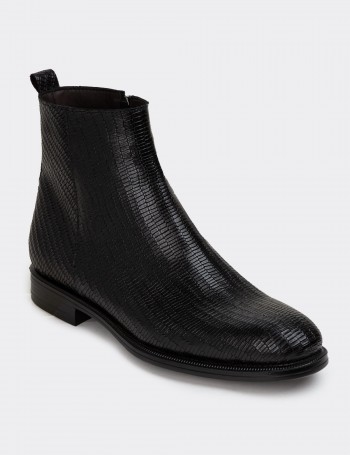 Black Leather Boots - 01921MSYHC09