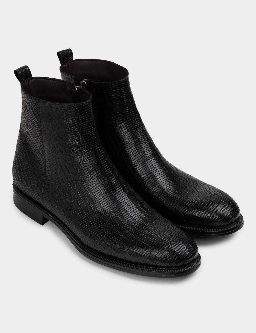 Black Leather Boots - 01921MSYHC09