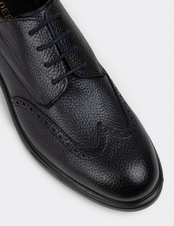 Navy Leather Lace-up Shoes - 01942MLCVE01