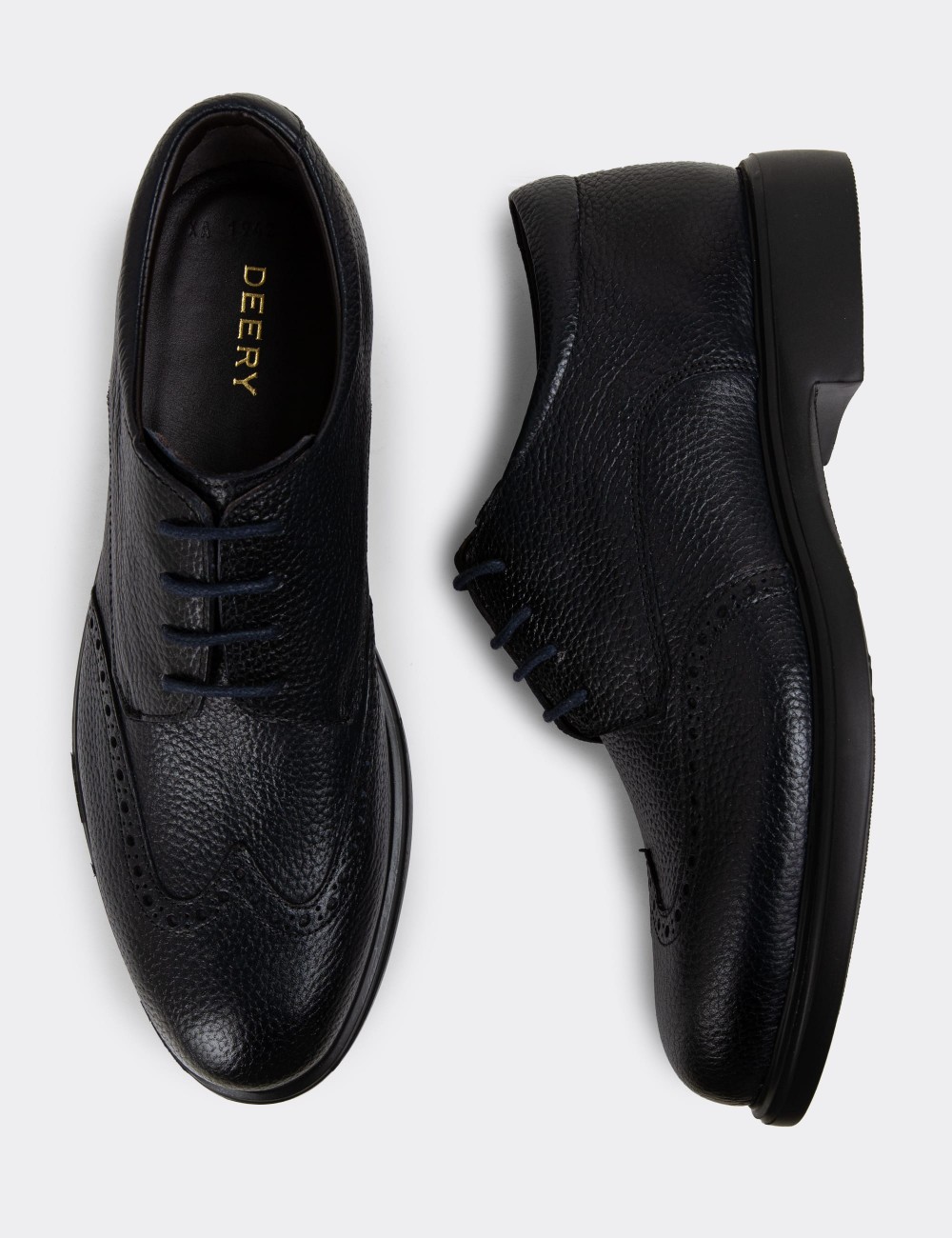 Navy Leather Lace-up Shoes - 01942MLCVE01