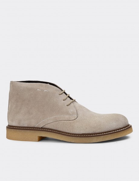 Beige Suede Leather Desert Boots