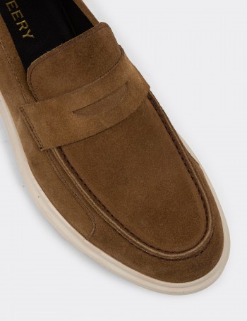 Tan Suede Leather Loafers - 01564MTBAP10