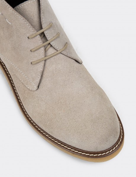 Beige Suede Leather Desert Boots