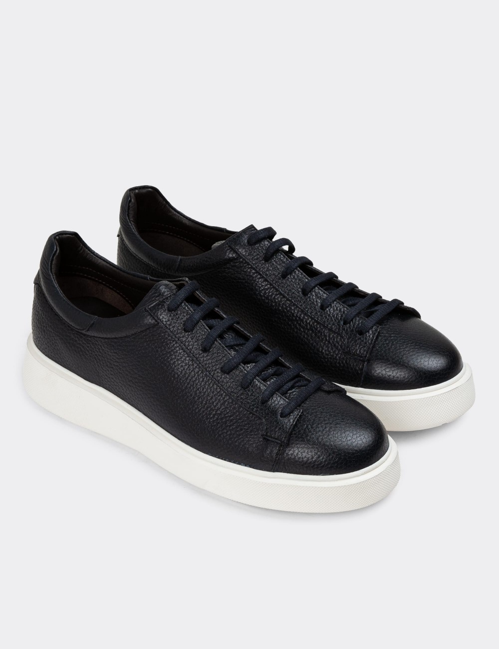 Navy Leather Sneakers - 01954MLCVE01