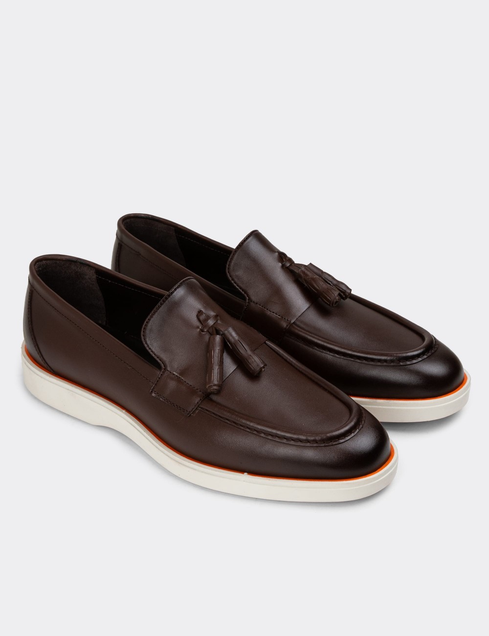 Brown Leather Loafers - 01958MKHVC01