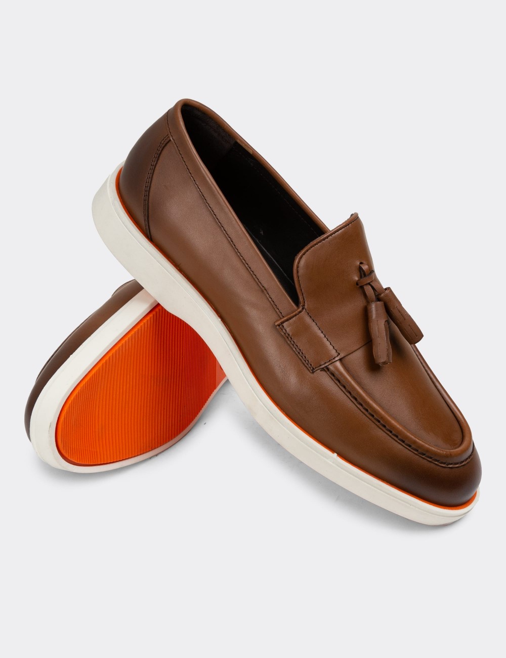Tan Leather Loafers - 01958MTBAC01