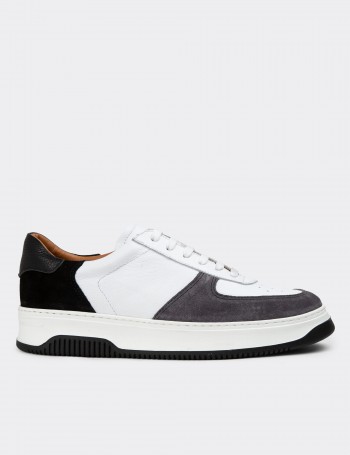 Gray Leather Sneakers - 01965MGRIE01