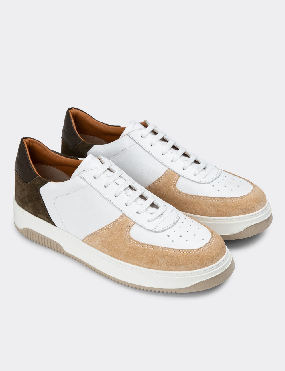 Sandstone Leather Sneakers - 01965MVZNE02
