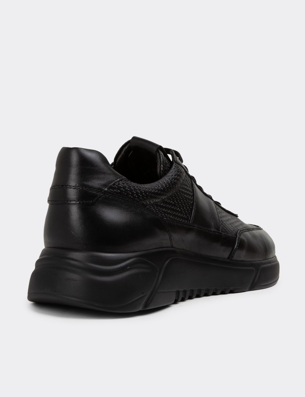 Black Leather Sneakers - 01963MSYHE04