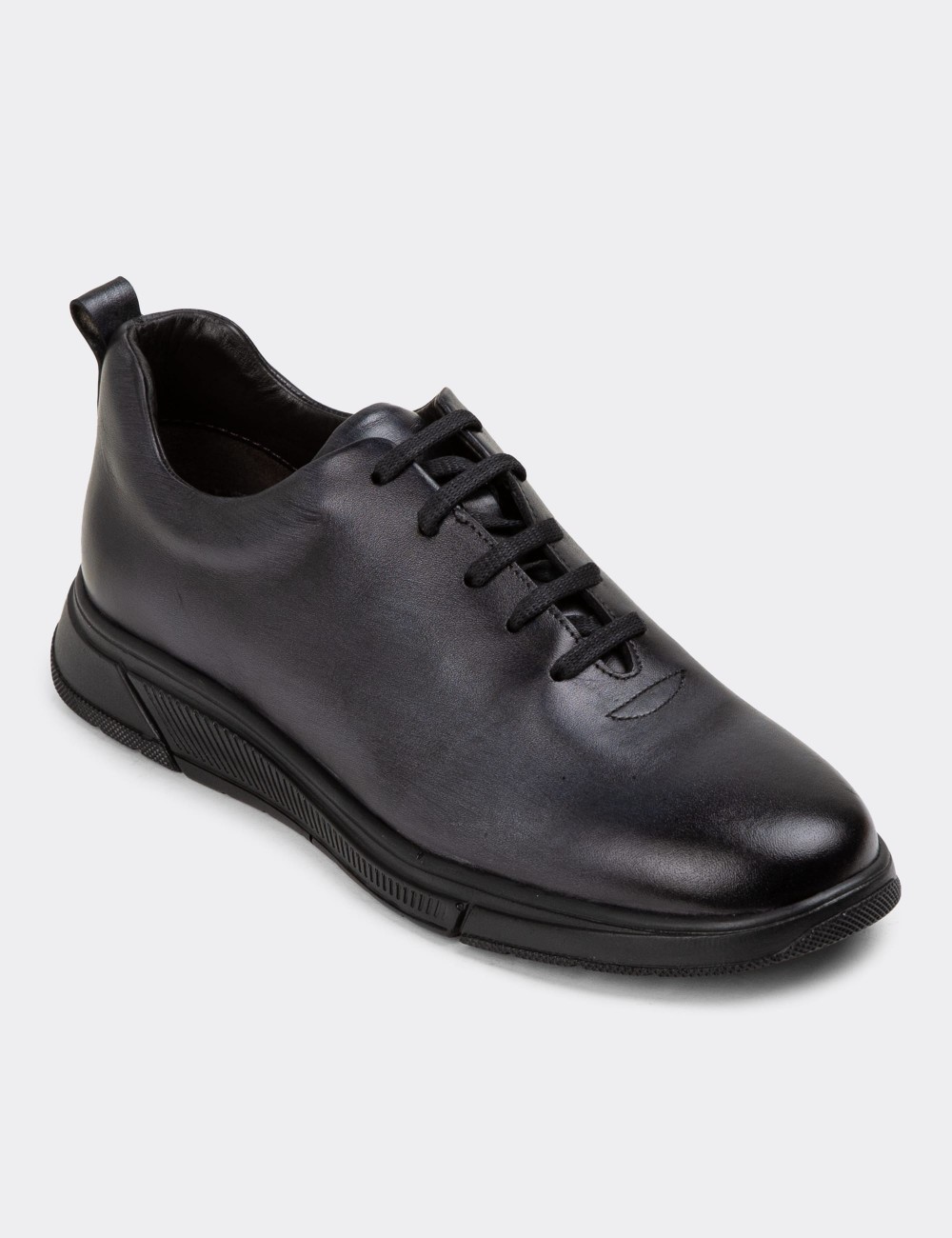 Anthracite Leather Lace-up Shoes - 01875MANTC01