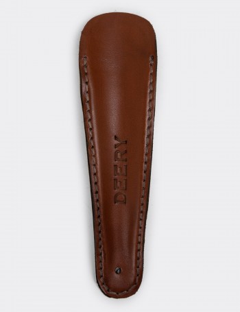 Tan Leather Shoehorn with Stainless Steel - 22222MTBAJ02