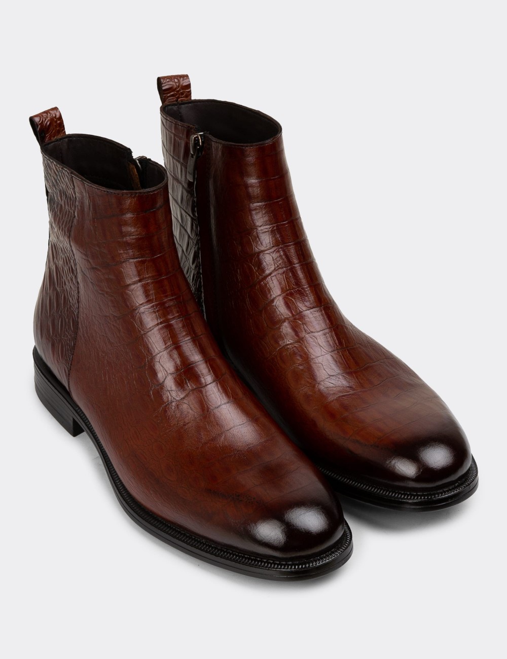 Brown Leather Boots - 01921MTBAC02
