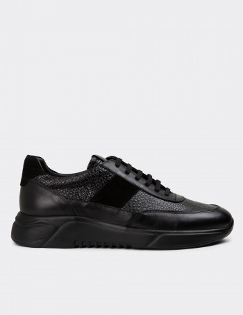 Black Leather Sneakers - 01963MSYHE07