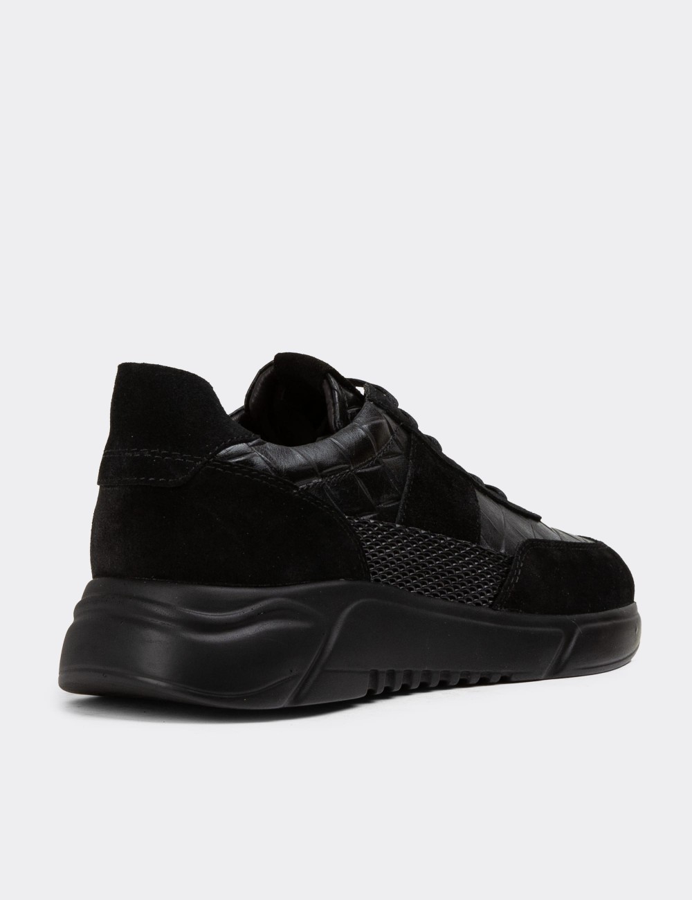 Black Suede Leather Sneakers - 01963MSYHE08