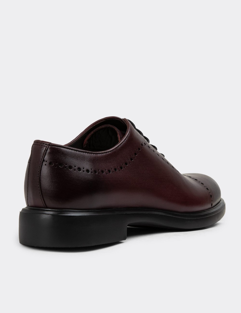 Burgundy Leather Lace-up Shoes - 00491MBRDE08