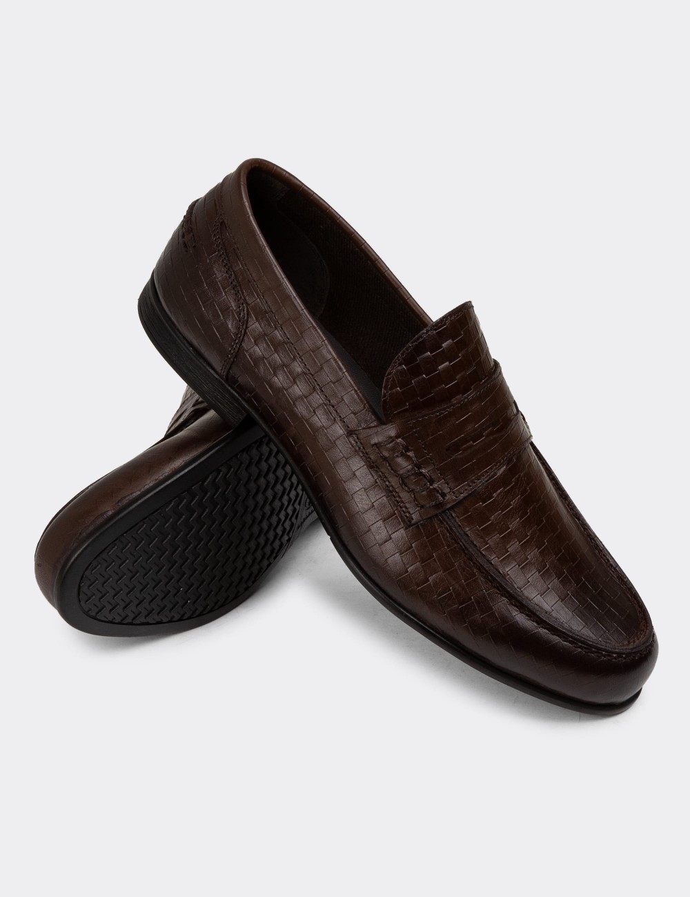 Brown Leather Loafers - 01978MKHVC01