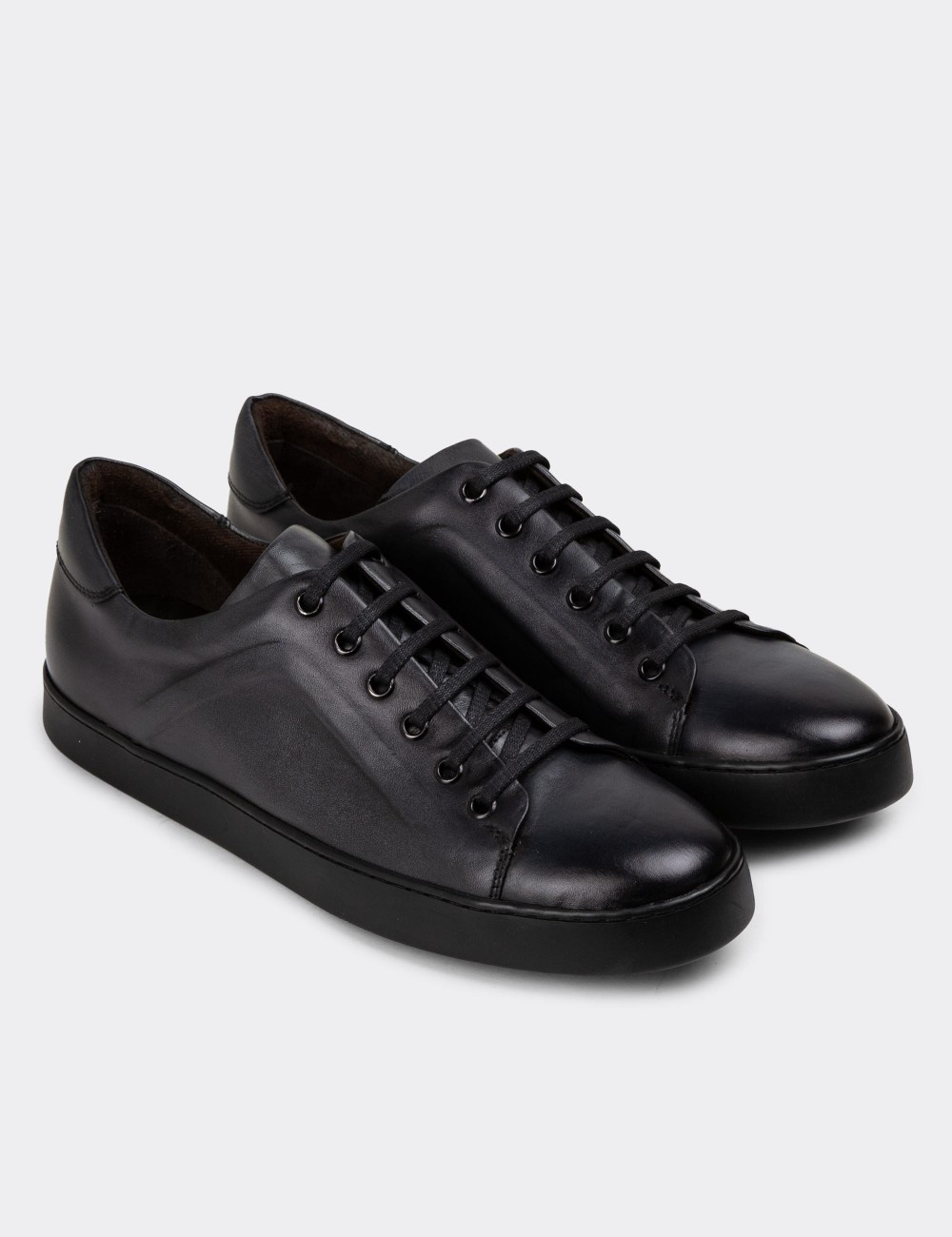 Anthracite Leather Sneakers - 01956MANTC01