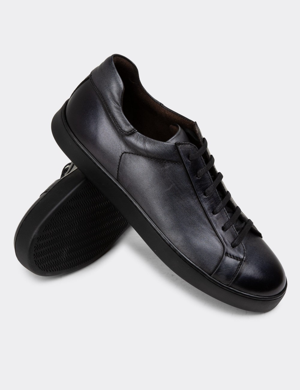 Anthracite Leather Sneakers - 01955MANTC01