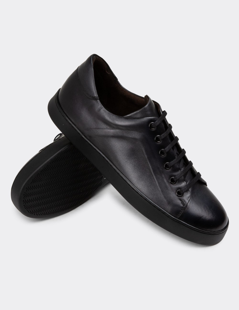 Anthracite Leather Sneakers - 01956MANTC01