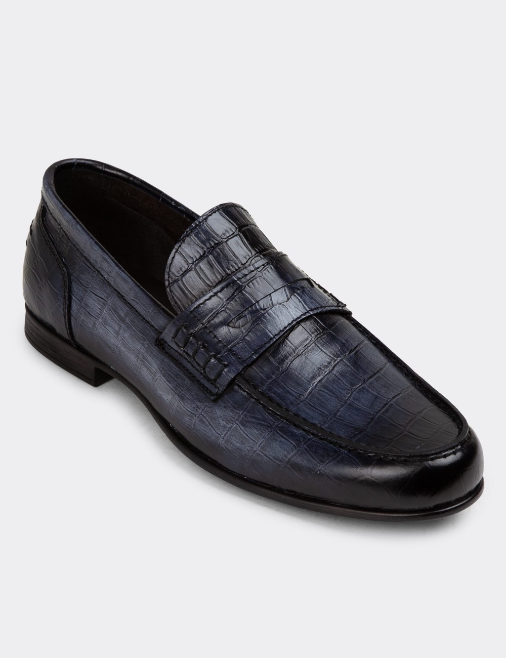 Blue Leather Loafers - 01978MMVIC01