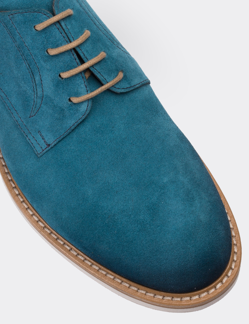 Blue Suede Leather Lace-up Shoes - 01294MMVIE01