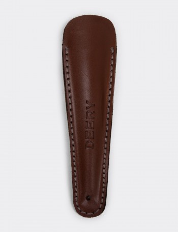 Brown Leather Shoehorn with Stainless Steel - 22222MKHVJ02