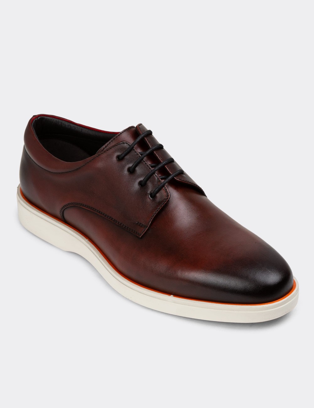 Burgundy Leather Lace-up Shoes - 01934MBRDC01