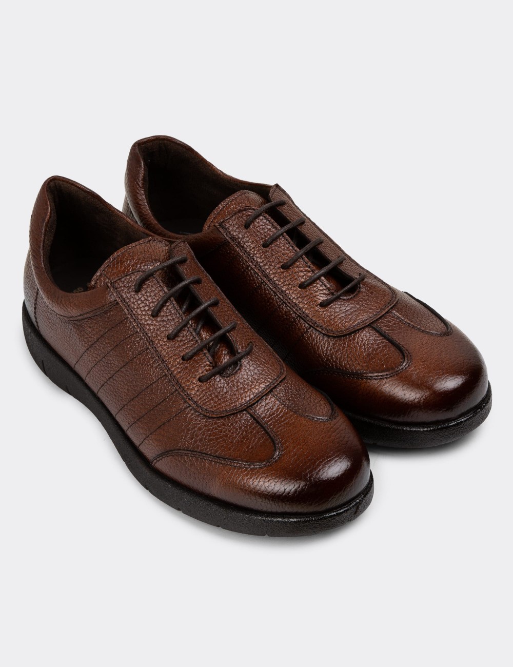 Brown Leather Lace-up Shoes - 01950MKHVC01