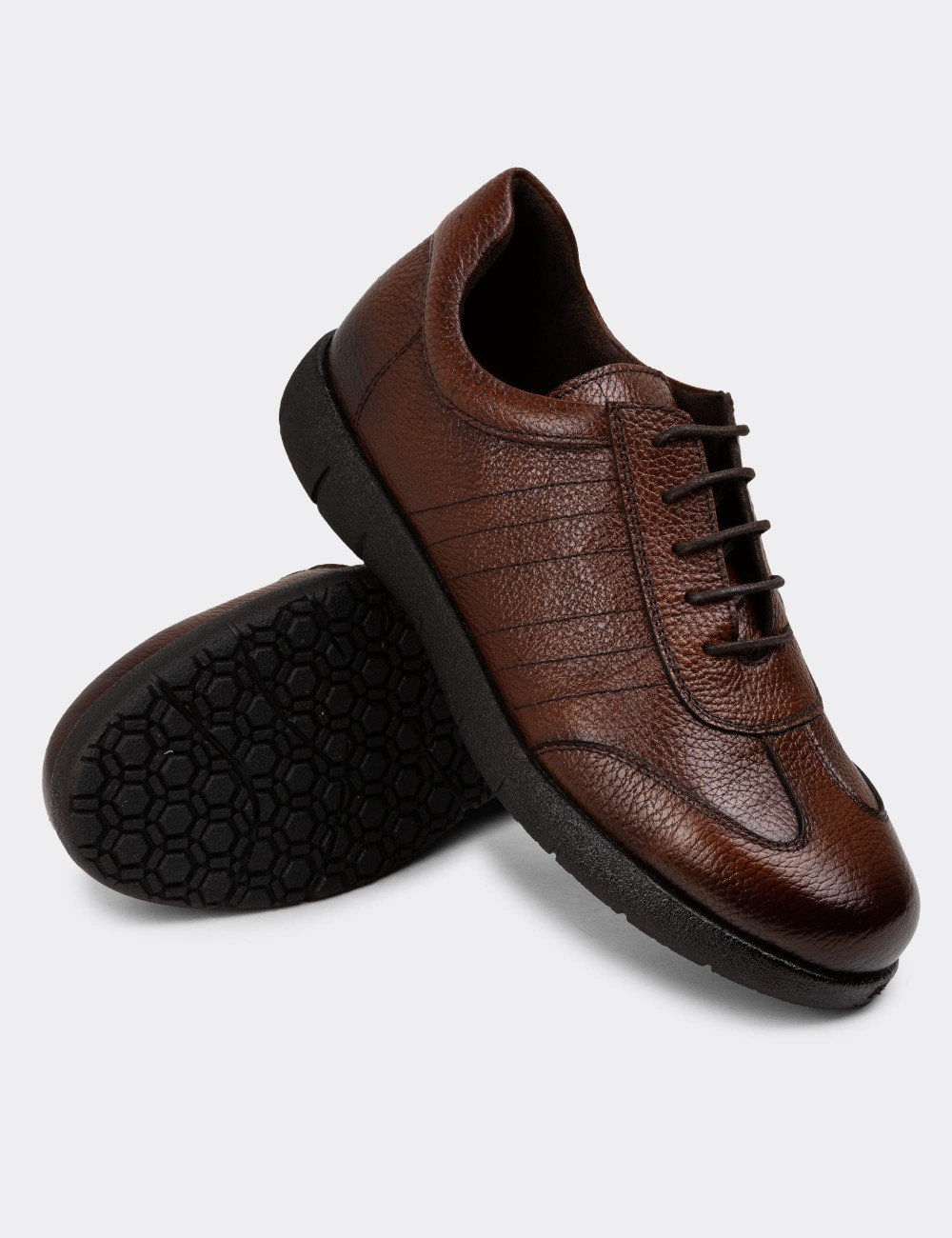 Brown Leather Lace-up Shoes - 01950MKHVC01