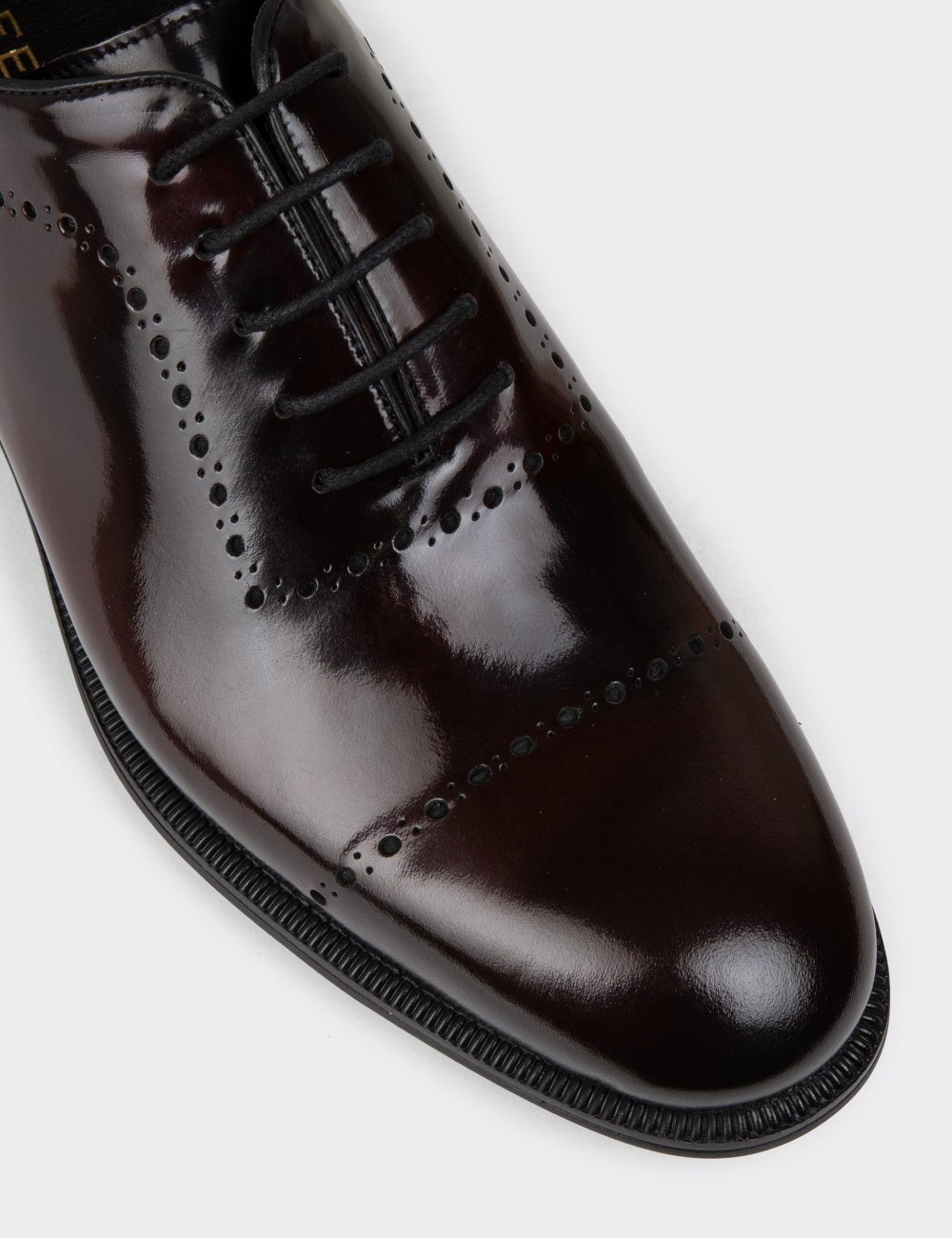 Burgundy Leather Classic Shoes - 00491MBRDC02