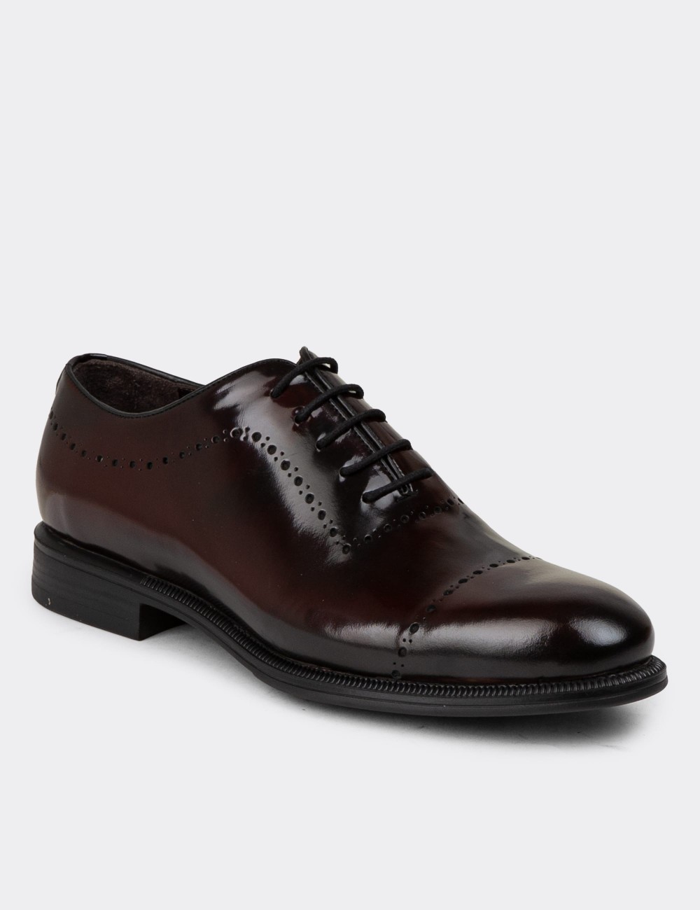 Burgundy Leather Classic Shoes - 00491MBRDC02