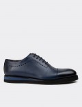 Navy Leather Lace-up Shoes