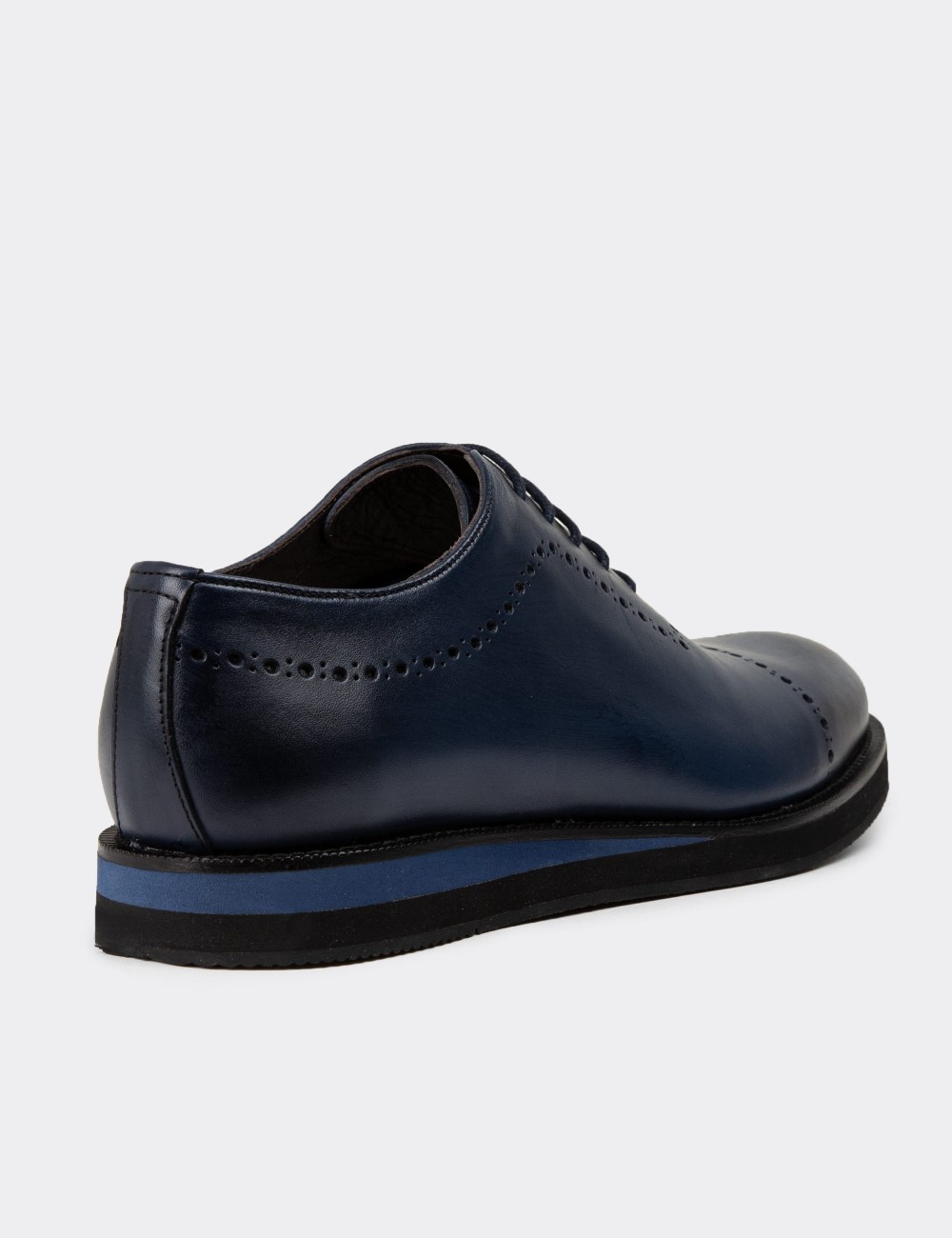 Navy Leather Lace-up Shoes - 00491MLCVE07