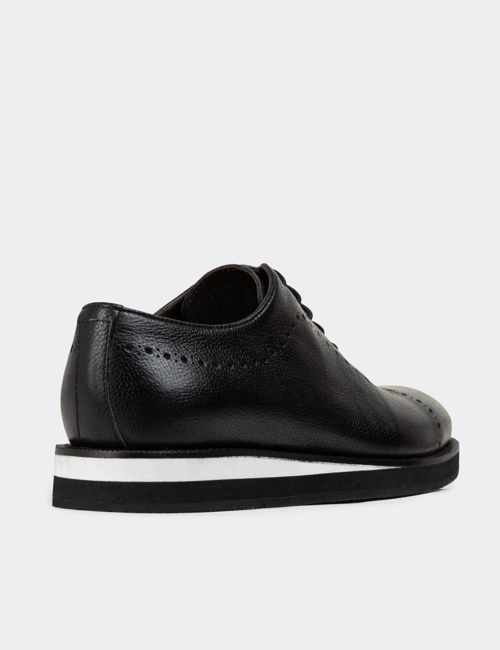 Black Leather Lace-up Shoes - 00491MSYHE28