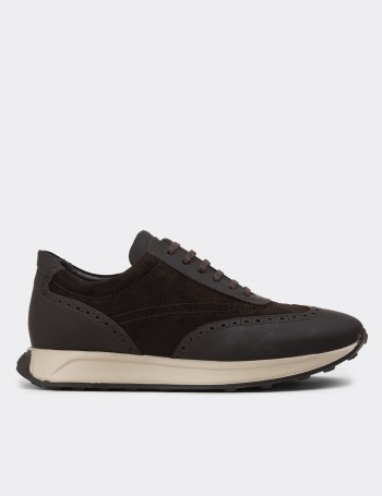 Brown Suede Leather Sneakers - 00750MKHVE06