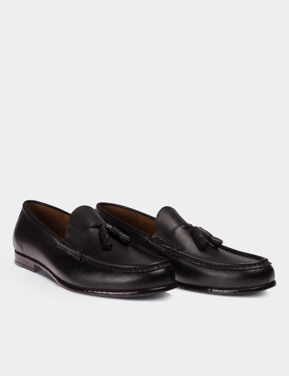 Black  Leather Loafers - 01650MSYHC02