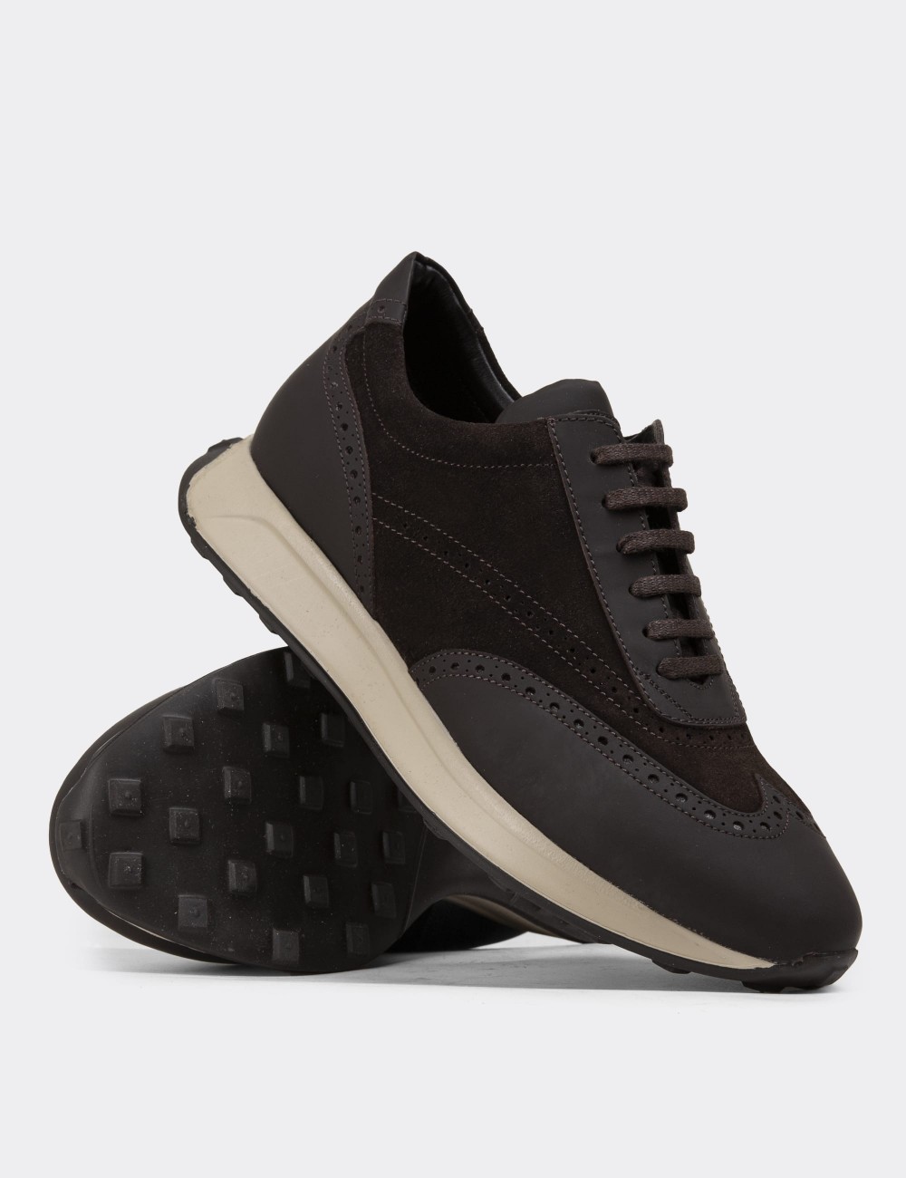 Brown Suede Leather Sneakers - 00750MKHVE06